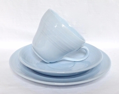 Trio para Te Loza Inglesa Booths Pattern Blue Mist C1940 - Funcy Stuff Antiguedades