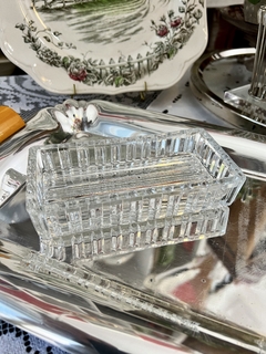 Imagen de Fuente Copetinera Vintage Marca Toledo Metal Plateado Vidrio Moldeado Estilo Art Deco.