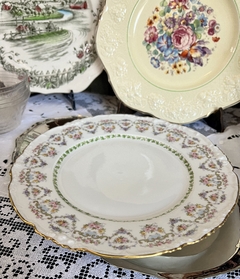 Plato Playo Porcelana Jean Pouyat Limoges France Doble guarda Floral C1906 - tienda online
