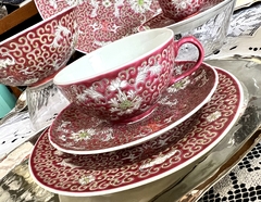 Trio para Te Porcelana Jiangxi Jingdezhen Min Ci Pink Chrysanthemum China C1949-1966 - comprar online