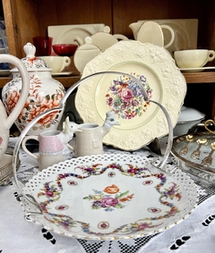 Plato Masas con Asa Silverplate, Porcelana Schumann Bavaria Bouquet Medallion C1932 - comprar online
