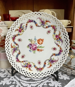 Plato Masas con Asa Silverplate, Porcelana Schumann Bavaria Bouquet Medallion C1932 en internet