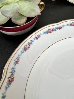 Juego de 6 Platos Playos Porcelana Crescent England, Para Mappi&Webb Guarda FLoral vivo en Oro C1920 - Funcy Stuff Antiguedades