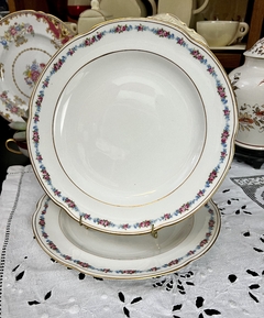 Juego de 6 Platos Playos Porcelana Crescent England, Para Mappi&Webb Guarda FLoral vivo en Oro C1920 - tienda online