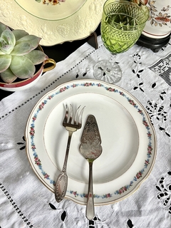 Juego de 6 Platos Lunch o Postre Porcelana Crescent England, Para Mappi&Webb Guarda FLoral vivo en Oro C1920 - Funcy Stuff Antiguedades
