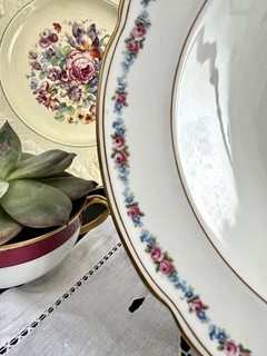 Juego de 6 Platos Hondos Porcelana Crescent England, Para Mappi&Webb Guarda FLoral vivo en Oro C1920