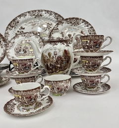 Set de 6 Tazas para Cafe , Johnson Bros England Pattern Coaching Scenes Multicolor C1960