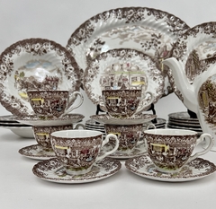 Set de 6 Tazas para Cafe , Johnson Bros England Pattern Coaching Scenes Multicolor C1960 - Funcy Stuff Antiguedades