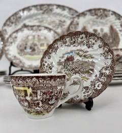 Set de 6 Tazas para Cafe , Johnson Bros England Pattern Coaching Scenes Multicolor C1960