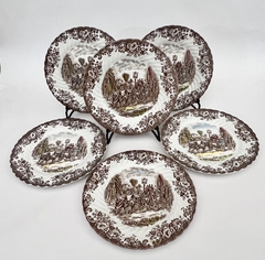 Juego de 6 Platos Playos Johnson Bros England, Pattern Coaching Scenes Multicolor C1960