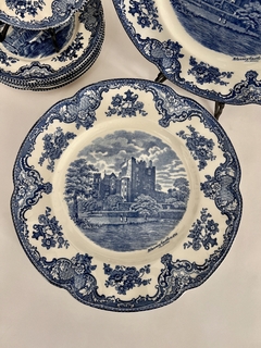Juego de 6 Platos Playos Johnson Bros England, Pattern Old Britain Castles Azul C1960 - comprar online
