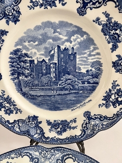 Juego de 6 Platos Playos Johnson Bros England, Pattern Old Britain Castles Azul C1960 en internet