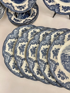 Juego de 6 Platos Playos Johnson Bros England, Pattern Old Britain Castles Azul C1960 - tienda online