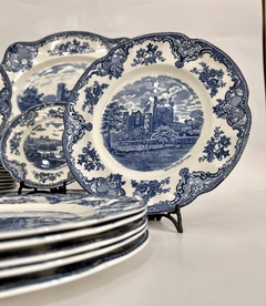 Imagen de Juego de 6 Platos Playos Johnson Bros England, Pattern Old Britain Castles Azul C1960