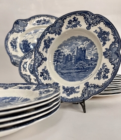 Juego de 6 Platos Hondos Johnson Bros England, Pattern Old Britain Castles Azul C1960 (1 plato con Detalle) - tienda online