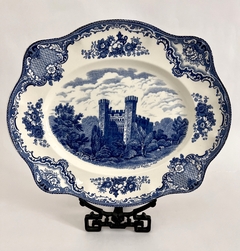 Gran Fuente de Loza Inglesa Johnson Bros Old Britain Castles sttaford Castles in 1792 Blue 6 White C1960
