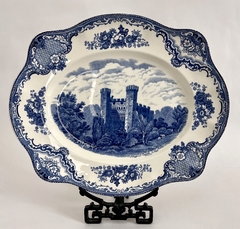 Gran Fuente de Loza Inglesa Johnson Bros Old Britain Castles sttaford Castles in 1792 Blue 6 White C1960 en internet