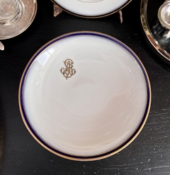 Plato con Pie para Masas W. Guerrin Limoges France Guarda Cobalto y Oro C1930 - tienda online