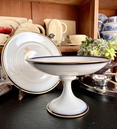 Plato con Pie para Masas W. Guerrin Limoges France Guarda Cobalto y Oro C1930 - comprar online