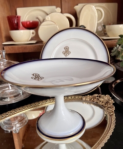 Plato con Pie para Masas W. Guerrin Limoges France Guarda Cobalto y Oro C1930 - comprar online