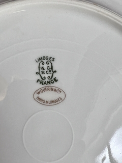 Imagen de Plato Playo W. Guerrin Limoges France Guarda Cobalto y Oro con Monograma C1931