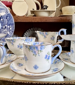 Set para Cafe por 6 Crown Fine Bone China England Pattern #14895 Forget Me Not C1930 - tienda online