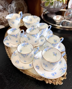 Set para Cafe por 6 Crown Fine Bone China England Pattern #14895 Forget Me Not C1930 - comprar online