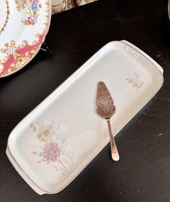 Budinera o Plato para Sandwichs Porcelana Verbano Deco Floral Vivo en Oro C1980