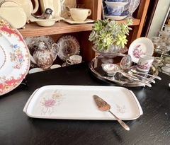 Budinera o Plato para Sandwichs Porcelana Verbano Deco Floral Vivo en Oro C1980 - Funcy Stuff Antiguedades