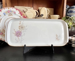 Budinera o Plato para Sandwichs Porcelana Verbano Deco Floral Vivo en Oro C1980 en internet