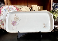 Imagen de Budinera o Plato para Sandwichs Porcelana Verbano Deco Floral Vivo en Oro C1980