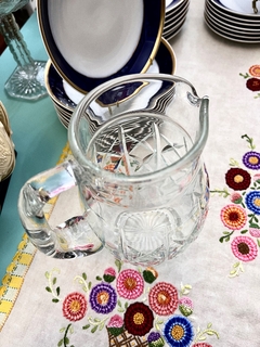 Jarra para Agua o Jugo de Cristal Clear Tallado de la Casa Wright C1950 - Funcy Stuff Antiguedades