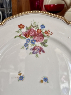 Gran Plato Masitero Porcelana Mavetro Bouquet con vivo en Oro C1960 - tienda online