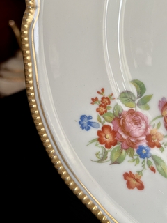 Imagen de Gran Plato Masitero Porcelana Mavetro Bouquet con vivo en Oro C1960