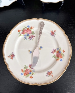 Gran Plato Masitero Porcelana Mavetro Bouquet con vivo en Oro C1960