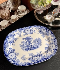 Fuente de Loza Inglesa Allertons China Blue 6 White Tranferware Kenilworth C1930 - comprar online