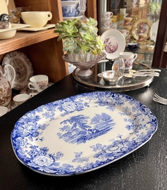 Fuente de Loza Inglesa Allertons China Blue 6 White Tranferware Kenilworth C1930