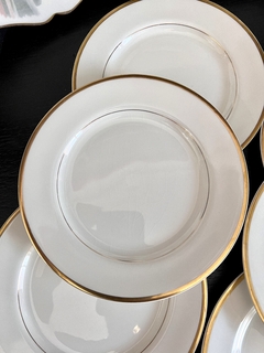 Imagen de Set 6 Platos Postre o Lunch Johnson Bros England Blanco Liso con Vivo en Oro C1930