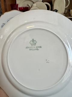 Set 6 Platos Postre o Lunch Johnson Bros England Blanco Liso con Vivo en Oro C1930 en internet