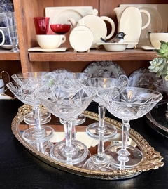 Set de 6 Copas para Champagne Coupe Cristal Tallado Fuste Facetado - comprar online