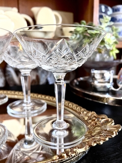Set de 6 Copas para Champagne Coupe Cristal Tallado Fuste Facetado en internet