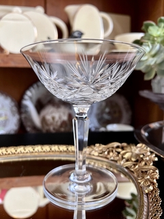Set de 6 Copas para Champagne Coupe Cristal Tallado Fuste Facetado - tienda online