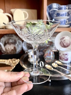 Set de 6 Copas para Champagne Coupe Cristal Tallado Fuste Facetado - comprar online