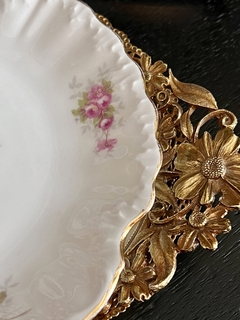 Plato para Postre Porcelaine Limousine Limoges France, Roses Basket C1905-1938 - tienda online