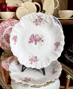 Plato para Postre Porcelaine Limousine Limoges France, Roses Basket C1905-1938