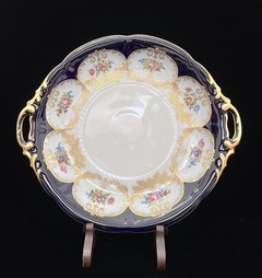 Gran Plato Masitero con Asas Porcelana Aelteste Hutschenreuther Hohenberg Germany Guarda Azul Cobalto Pintado a Mano C1948 - comprar online