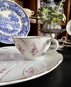 Taza para Te con Plato Snack Yamako Fine China Japan Floral vivos Oro C1960 en internet