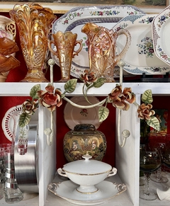 Perchero de Pared 2 Ganchos en Hierro Forjado y Esmaltado Flores y Hojas C1980 - tienda online