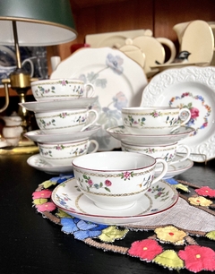 Set 6 Tazas para Te Porcelana Japonesa Egg Shell Decoracion Floral C1950
