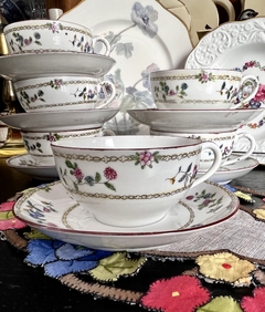 Set 6 Tazas para Te Porcelana Japonesa Egg Shell Decoracion Floral C1950 - comprar online